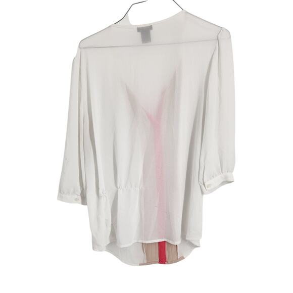 Ann Taylor Semi-Sheer 3/4 Sleeve Top - Women's Petite Large - Picture 2 of 4